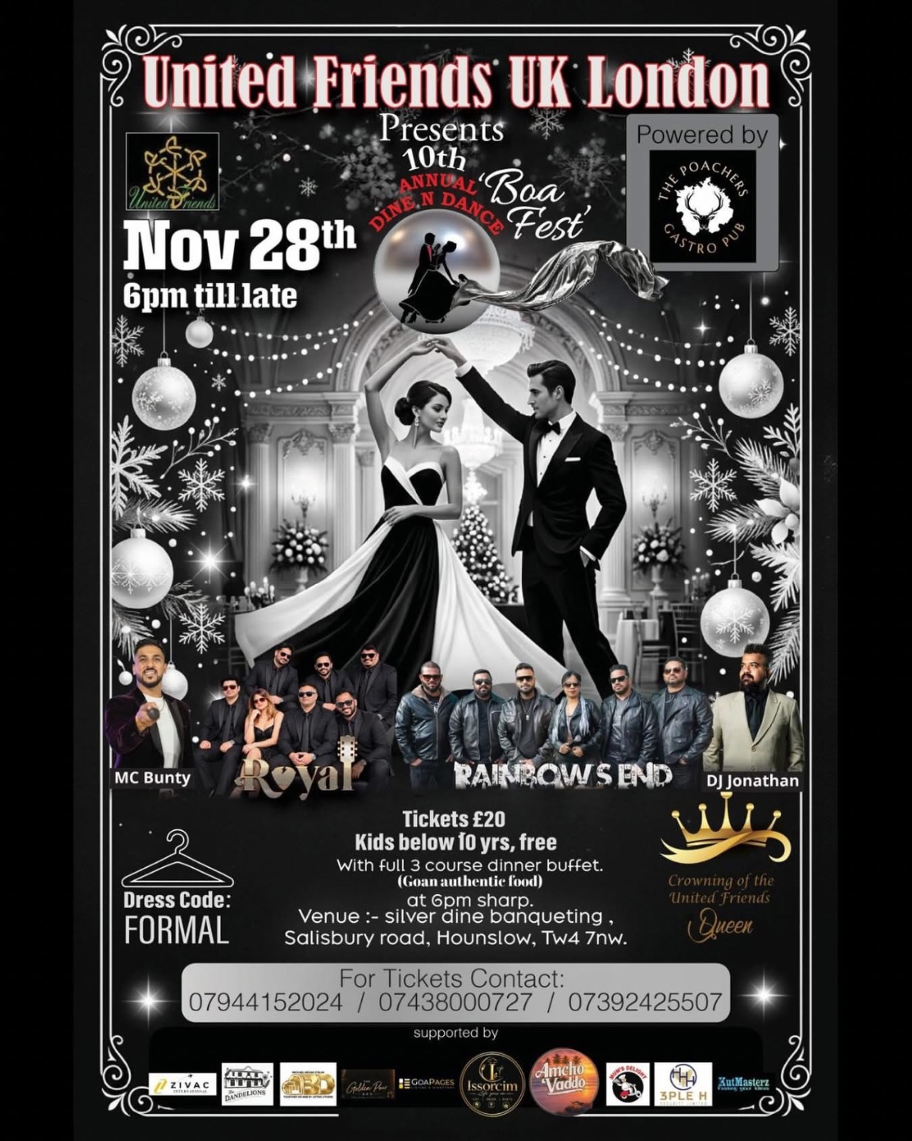 United Friends UK London 10th Annual Dine N Dance 'Boa Fest' flyer
